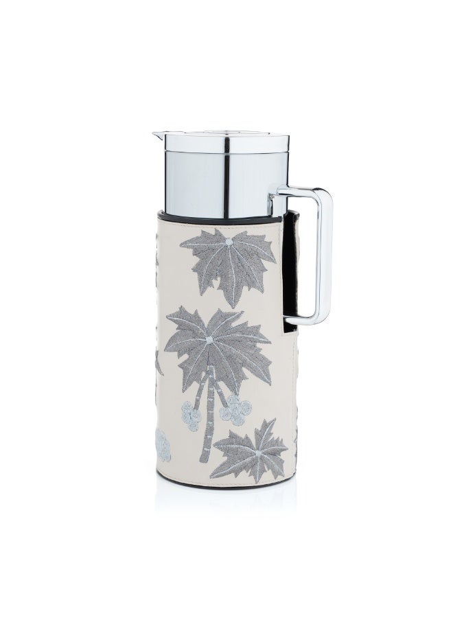 Blends Tea and Coffee Flask Shinny Silver with Beige Palm Holder - Image 2